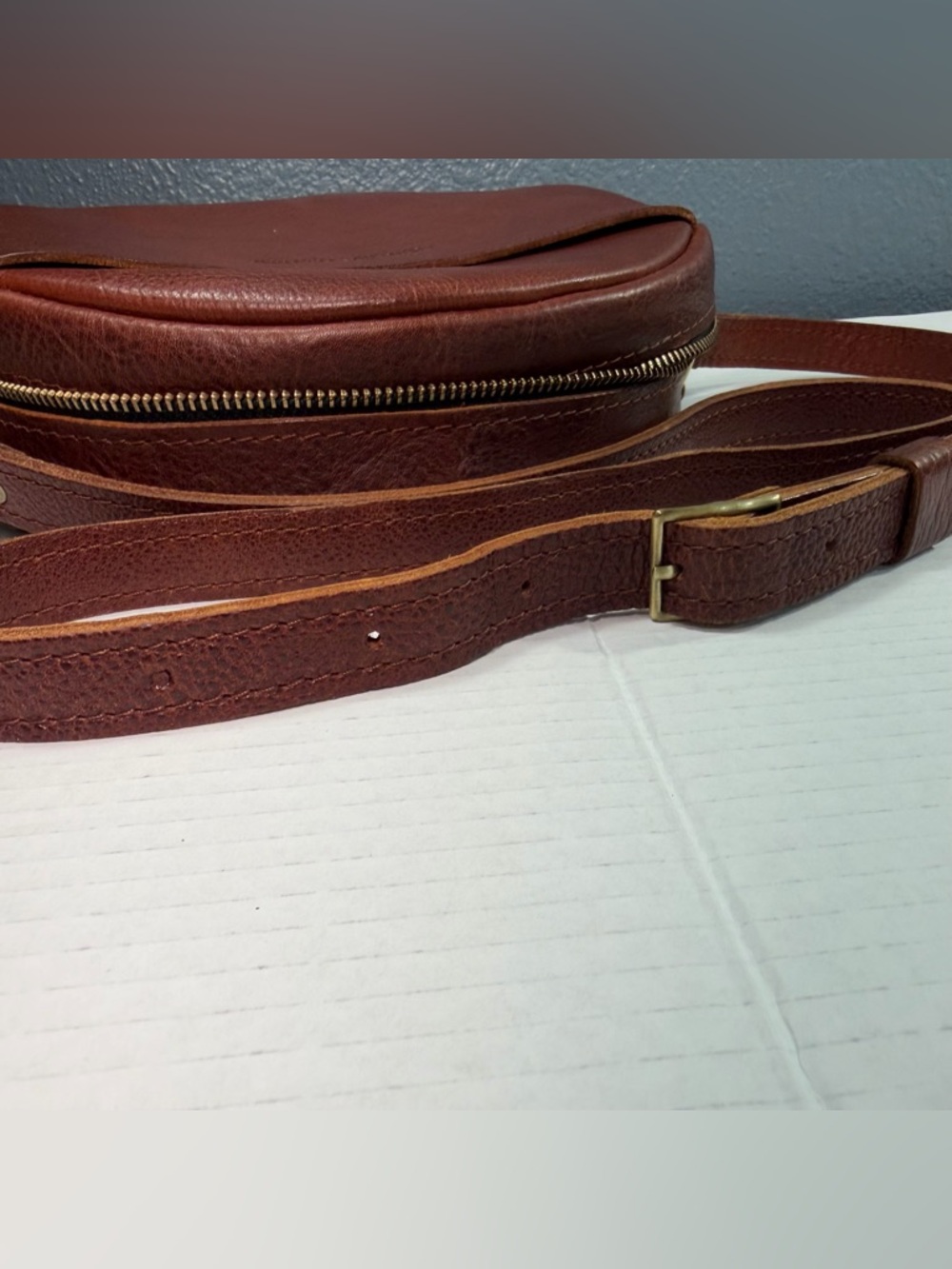 Portland Leather Large Circle Crossbody Bag, Nutmeg, Adjustable Strap - Picture 13 of 14